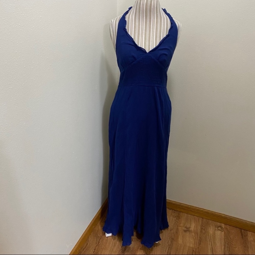 Maeve For Anthropologie Ruffled Halter Pocketed Muslin Maxi Dress Women’s Size 2